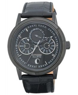 Citizen Mens Eco Drive Calibre 8651 Black Leather Strap Watch 41mm BU0035 06E   Watches   Jewelry & Watches