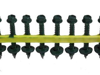 Quik Drive HG112WSDKGREEN Metal Roofing and Siding Screw, Dark Green Painted 1/4 Inch Hex Drive by 1 1/2 Inch with EPDM Backed Washer: Home Improvement