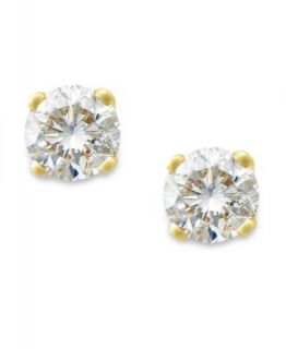 10k Gold Earrings, Round Cut Diamond Accent Stud Earrings   Earrings   Jewelry & Watches