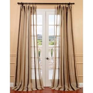 Carlton Taupe Linen Blend Stripe Sheer Curtain Panel EFF Sheer Curtains