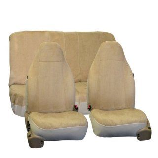 FH FB105 1112 Classic Suede Car Seat Covers, Airbag compatible and Split Bench Beige: Automotive