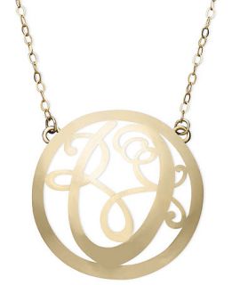 14k Gold Necklace, O Initial Scroll Circle Pendant   Necklaces   Jewelry & Watches