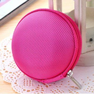 ChineOn Round Canvas Coin Purse Wallet Case Caddy Box for Key Coins MP3 Earphone Cable(Hot Pink) : Cosmetic Bags : Beauty