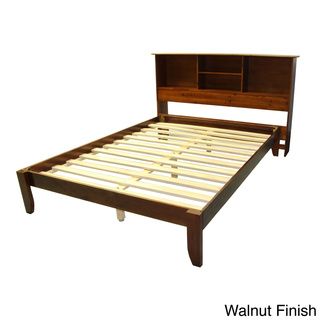 Scandinavia Full size Solid Wood Tapered Leg Platform Bed with Bookcase Headboard EpicFurnishings Bed Frames