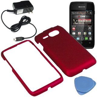 BW Hard Shield Shell Cover Snap On Case for Virgin Mobile Kyocera Event C5133 + Tool + Home Charger  Red: Cell Phones & Accessories