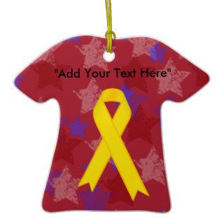 Red Friday Stars Yellow Ribbon (Add Your Own Text) Ornaments