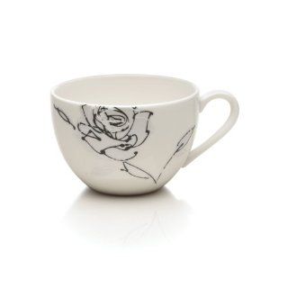 Mikasa Urban Rose 10 Ounce Teacup, Black and White: Kitchen & Dining