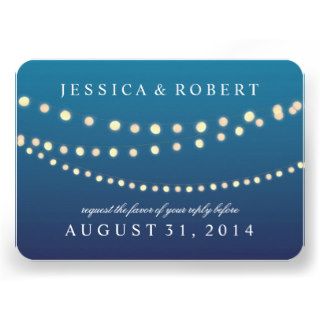 Glowing Bistro Lights Twilight Wedding RSVP Card