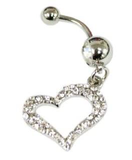 Cubic Zirconia Gemstone Silhouette Heart Belly Ring Navel Ring: Jewelry