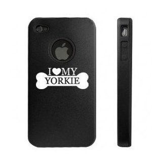 Apple iPhone 4 4S Black D4786 Aluminum & Silicone Case Cover I Love My Yorkie: Cell Phones & Accessories
