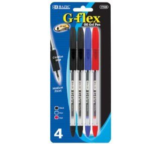 BAZIC G Flex Asst. Color Oil Gel Ink Pen with Cushion Grip, 4 per Pack (Case of 24) (17026 24) : Gel Ink Rollerball Pens : Office Products