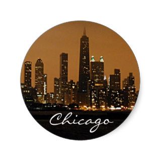 Chicago Skyline at night at John Hancock Center Sticker