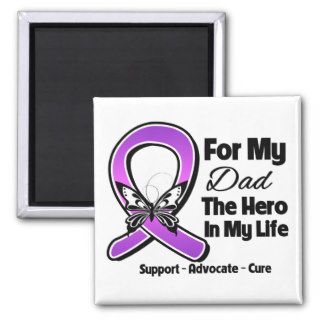For My Hero My Dad   Purple Ribbon Awareness Refrigerator Magnet
