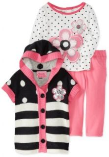 Young Hearts Baby Girls Infant 3 Piece Stripped Floral Sweater And Pant Set: Clothing