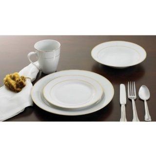 Essential Home 16 Pc Dinnerware Set Gold band: Kitchen & Dining