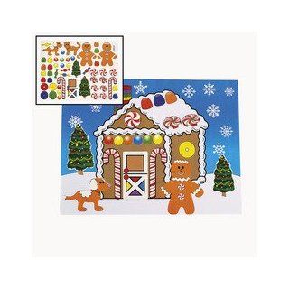 12 Large MAKE a GINGERBREAD HOUSE Sticker Sheets/Christmas CRAFT/ACTIVITY/8.5" X 11": Toys & Games