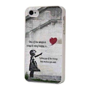 White Frame Banksy Balloon Girl Grafitti Art  The Simplest Things in Life  iphone 4 4S Case/Back cover Metal and Hard Plastic Case Cell Phones & Accessories
