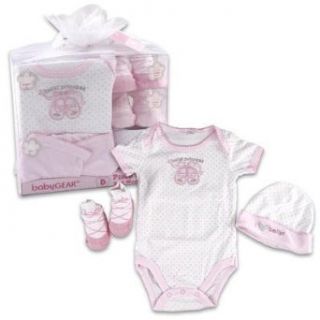 (3 6 months) Baby Gift Set For Girls   5 piece w/bodysuit, 2 pair socks, cap, pant: Clothing