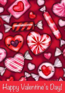 Happy Valentines Day Heart Candy Valentine Double Sided Garden Flag 12 x 18 : Patio, Lawn & Garden