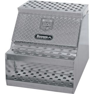 Buyers Products Aluminum Heavy-Duty Step Truck Box — Smooth/Diamond Plate, 18in.W x 28in.D x 24in.H  Step Boxes