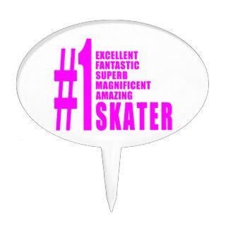 Girls Skating Skaters : Pink Number One Skater Cake Pick