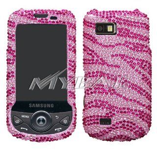 Sparkling Pink with Hot Pink Zebra Stripe Premium Luxury Rhinestones Full Diamond Bling Samsung T939 Behold 2 II Snap on Cell Phone Case: Electronics