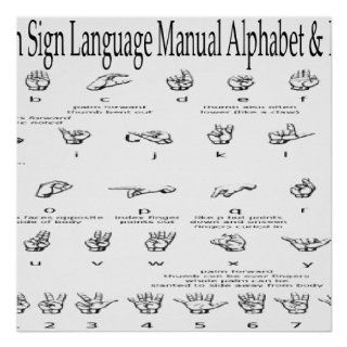 American Sign Language ASL Alphabet &Numbers Chart Print  