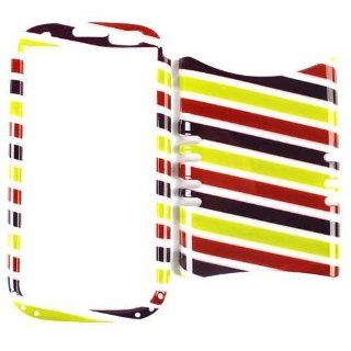 Cell Armor I747 RSNAP TP1586 H Rocker Snap On Case for Samsung Galaxy S3 I747   Retail Packaging   Trans. Green/Red/Purple/White Stripe Cell Phones & Accessories