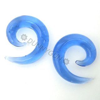 00G Pair Light Blue Glass Spirals Gauged Plugs Organic Body Piercing Jewelry Earrings 00 gauge: Jewelry
