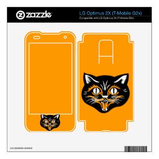 Vintage Classic Halloween Black Cat Face Fangs Skin For LG Optimus 2X