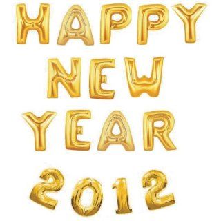Betalic 40" 'happy New Year 2012' Supershape Foil Balloons In Gold   Party Balloons