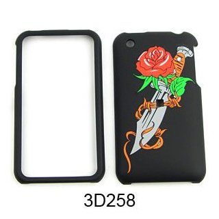 Apple iPhone 3G/3GS 3D Embossed, Rose on Sword, Black Hard Case,Cover,Faceplate,Snap On,Housing,Protector: Cell Phones & Accessories