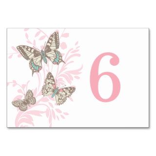Graphic butterflies pink wedding table number table card