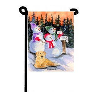 Golden Retriever with Snowman Christmas Garden Flag : Outdoor Banners : Patio, Lawn & Garden