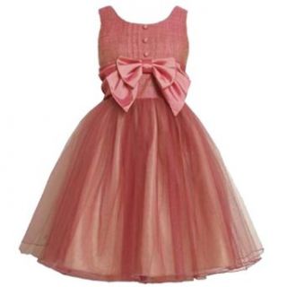 Size 16 BNJ 4996B ROSE PINK TWEED and TULLE BOW FRONT Special Occasion Wedding Flower Girl Pary Dress, B64996 Bonnie Jean 7 16: Clothing