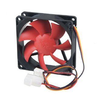 DC 12V 0.3A 3/4 Pin Black Red Square Shape Plastic PC Cooling Fan: Computers & Accessories