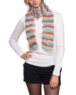 Sarajane Women's Colourfully Layered Knit Scarf Blue/Brown/Pink