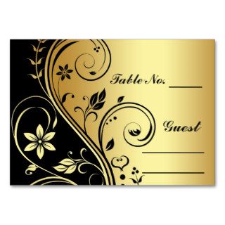 Gold & Black Floral Scroll Table Number PlaceCard Business Card Template