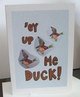 'ey up me duck! card by ali corder.