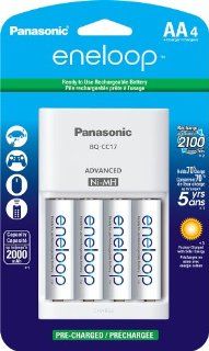 Panasonic K KJ17MCA4BA Advanced Individual Cell Battery Charger with eneloop AA New 2100 Cycle Rechargeable Batteries, 4 Pack, White: PANASONIC: Electronics