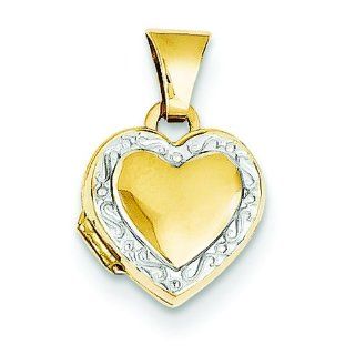14K Two Tone Gold Heart Locket Pendant Jewelry New A: Locket Necklaces: Jewelry