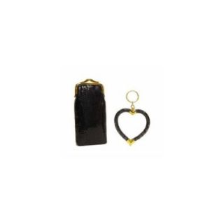 Whiting and Davis Long CigaretteEyeglass Case With Heart Key Fob   Black: Clothing