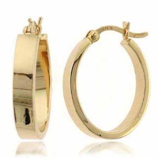 14K Gold Oval Hoop Earrings Jewelry