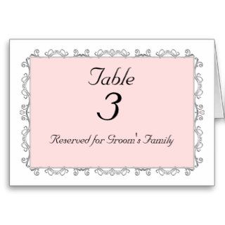 Wedding Table Number Card