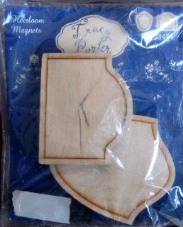Tracy Porter MAKE & CREATE HEIRLOOM MAGNETS w WOOD SHAPES: Wooden "SHIELD" & RECTANGLE with DOME Top SHAPES & 2 MAGNET Strips (2000): Toys & Games
