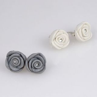 rose stud earrings by fingerprints