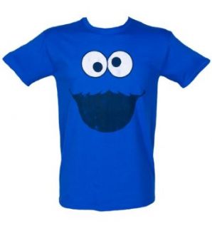 Mens Cookie Monster Face Sesame Street T Shirt: Clothing