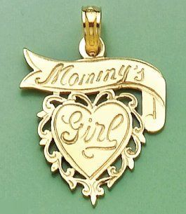 Gold Charm Mommy's Girl In Heart With Banner: Million Charms: Jewelry