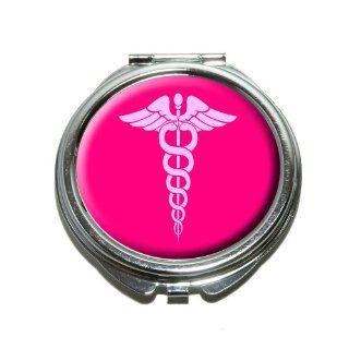 Caduceus Medical Symbol Pink   Doctor MD RN EMT Compact Purse Mirror : Personal Makeup Mirrors : Beauty