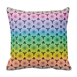 Kaleidoscope honeycomb pattern in rainbow colours pillow